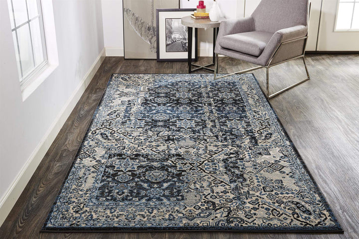 Feizy Feizy Ainsley Modern Tribal Rug - Charcoal Gray & Glacier Blue - Available in 7 Sizes