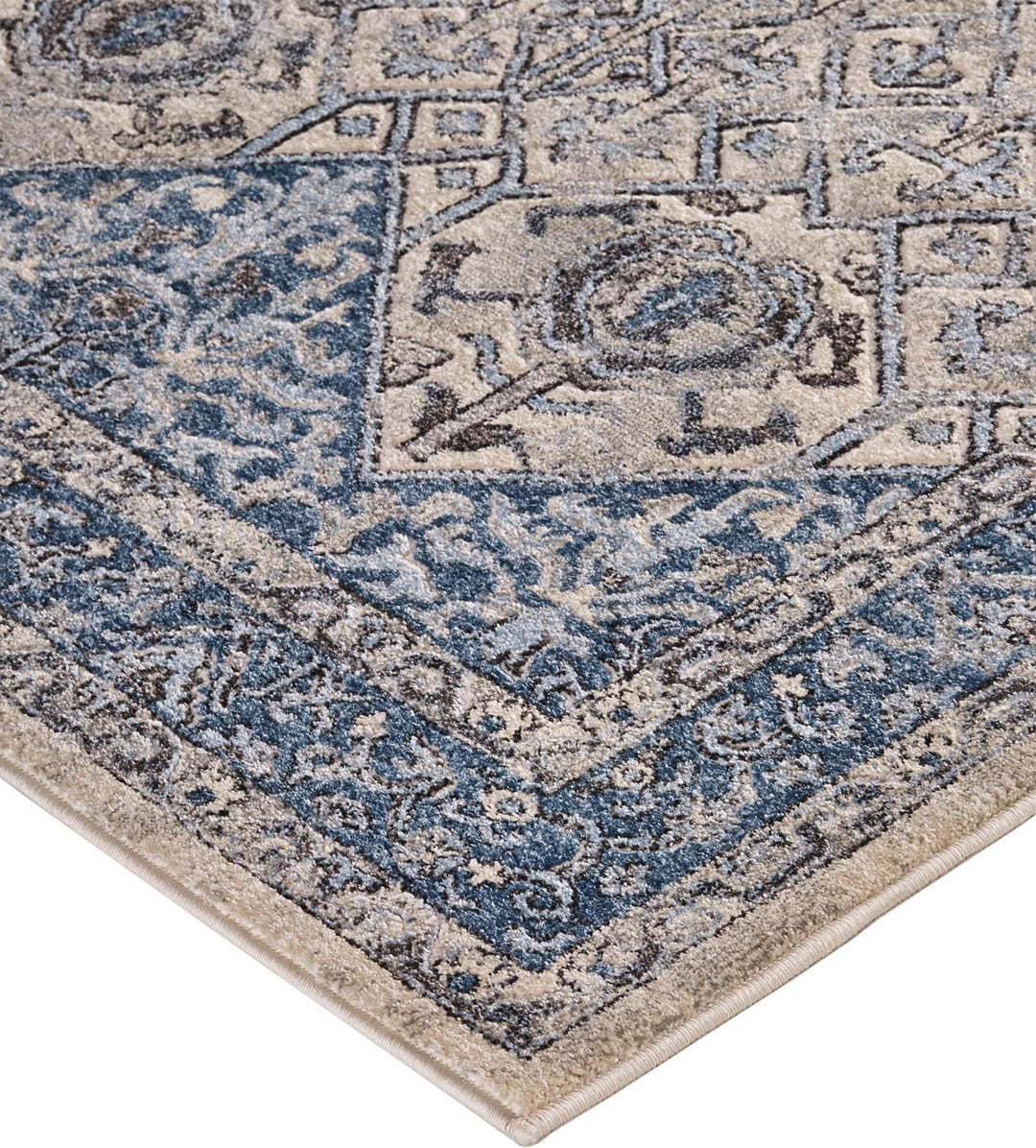 Feizy Feizy Ainsley Tribal Ornamental Rug - Dark Blue & Ivory & Gray - Available in 7 Sizes