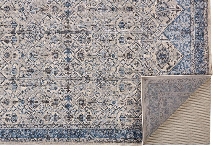 Feizy Feizy Ainsley Tribal Ornamental Rug - Dark Blue & Ivory & Gray - Available in 7 Sizes