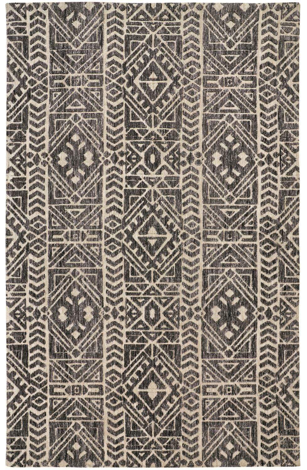 Feizy Feizy Colton Modern Mid-century Tribal Rug - Steel Gray & Ivory - Available in 5 Sizes 3'-6" x 5'-6" 8748627FSLT000C50