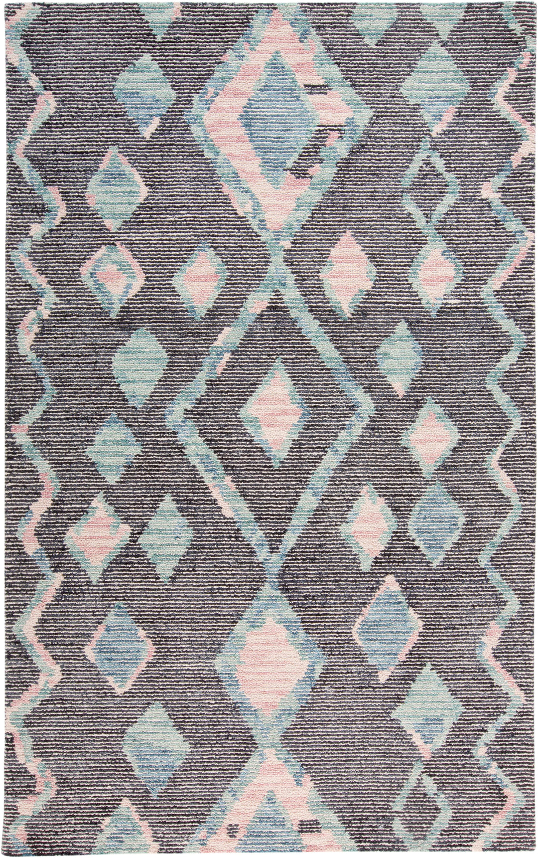 Feizy Brinker Modern Pastel Tufted Rug - Charcoal Gray & Turquoise - Available in 5 Sizes