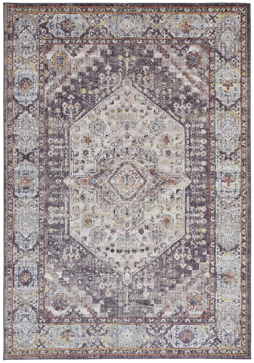 Feizy Feizy Armant Distressed Medallion Rug - Light Gray & Plum - Available in 7 Sizes 4' x 5'-9" 8803907FCHLMLTC01