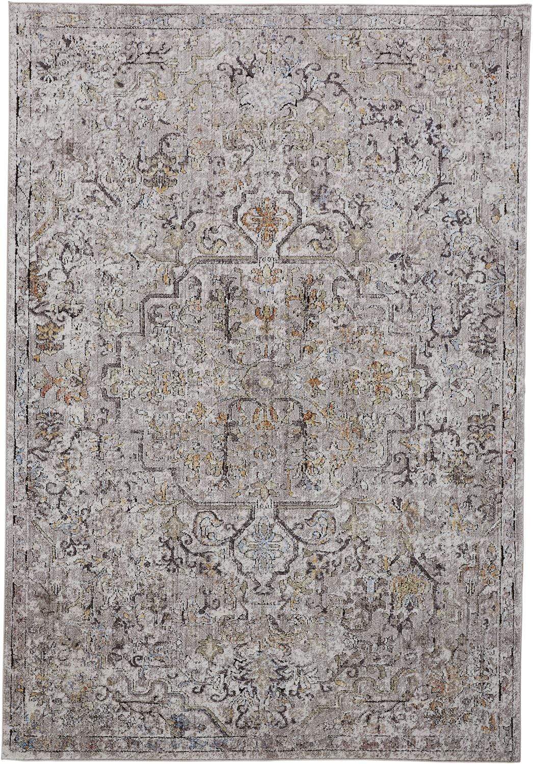 Feizy Feizy Armant Medallion Distressed Rug - Warm Gray & Orange - Available in 7 Sizes 4' x 5'-9" 8803911FGRY000C01