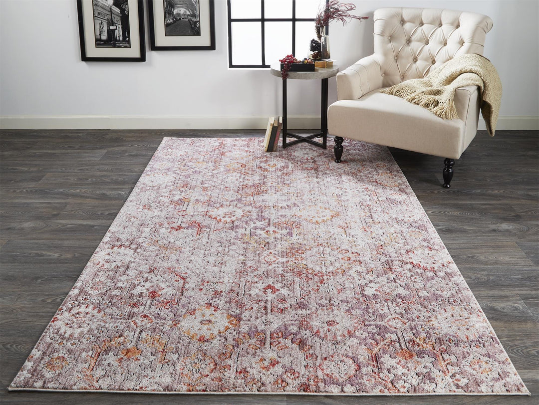 Feizy Armant Bohemian Distressed Ornamental Rug - Pink & Gray - Available in 7 Sizes