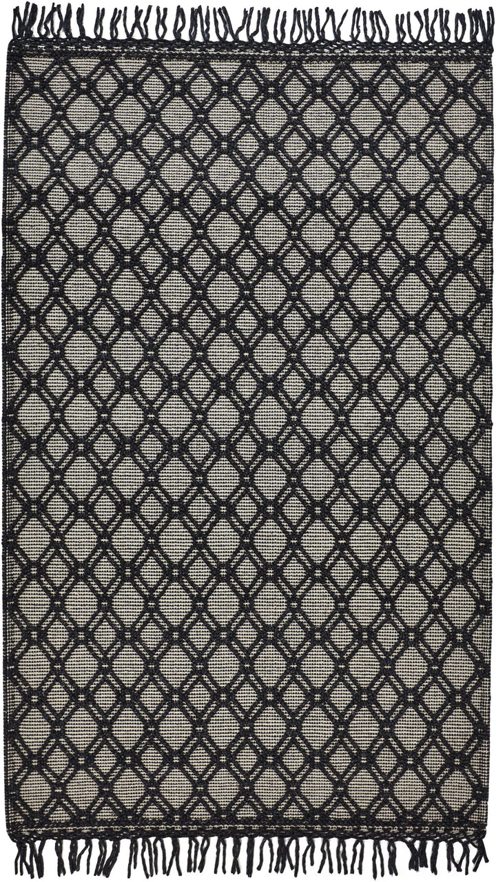 Feizy Phoenix Contemporary Moroccan Style Rug - Black & Ivory - Available in 4 Sizes