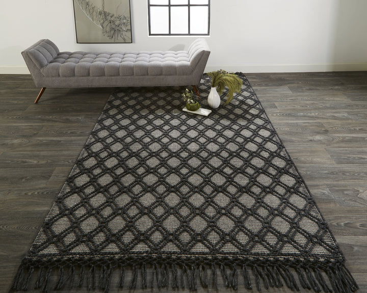 Feizy Phoenix Contemporary Moroccan Style Rug - Black & Ivory - Available in 4 Sizes