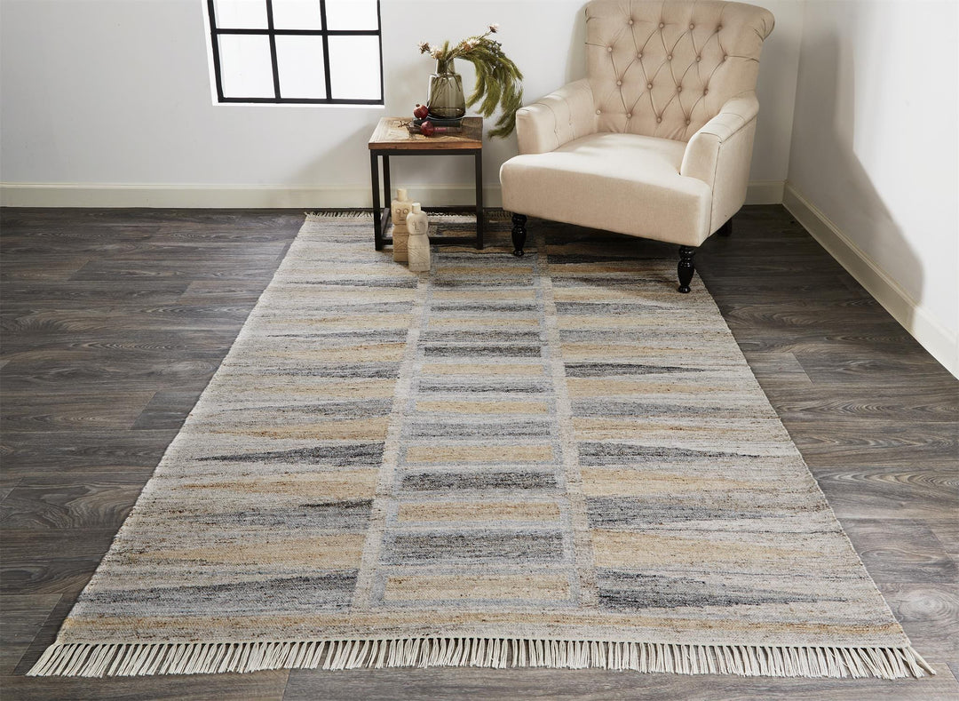 Feizy Beckett Eco Friendly Bohemian Geometric Rug - Latte Tan & Gray - Available in 6 Sizes