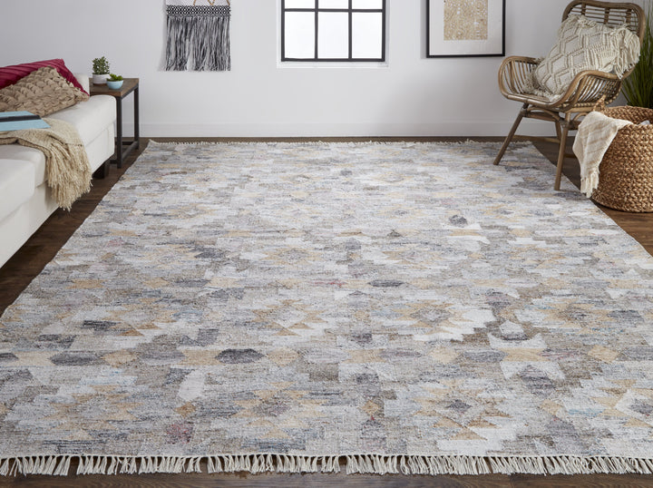Feizy Beckett Eco Friendly Bohemian Ornamental Rug - Blue & Brown - Available in 6 Sizes