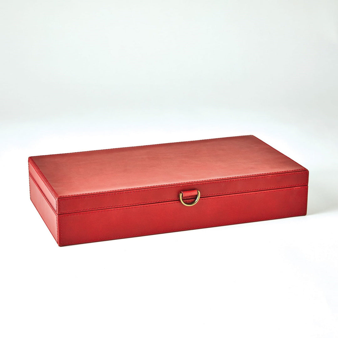 Marbled Leather D Ring Box - Deep Red - Available in 3 Sizes