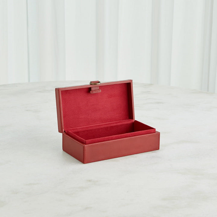 Marbled Leather D Ring Box - Deep Red - Available in 3 Sizes