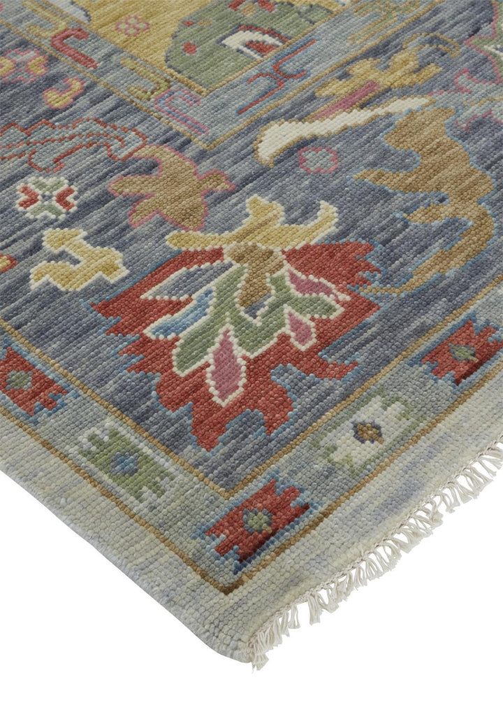 Feizy Karina Luxe Hand Knot Botanical Rug - Blue & Cool Gray - Available in 7 Sizes
