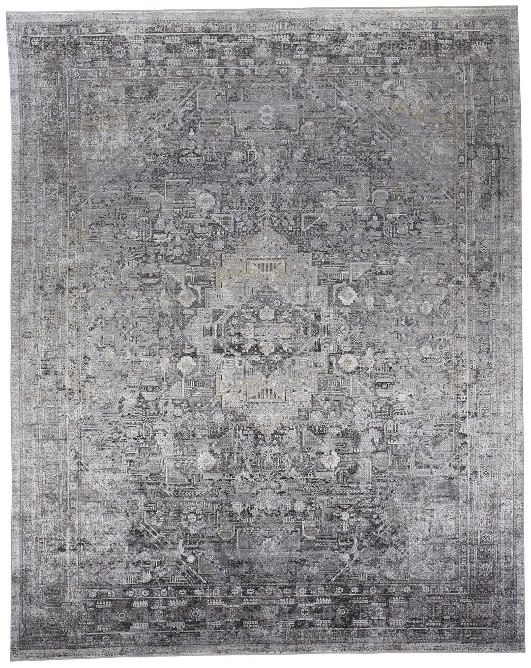Feizy Feizy Sarrant Vintage Space-Dyed Rug - Opal Gray & Blue Silver - Available in 10 Sizes 4' x 5'-3" 9193966FGRY000C06