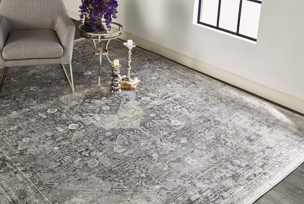 Feizy Feizy Sarrant Vintage Space-Dyed Rug - Opal Gray & Blue Silver - Available in 10 Sizes