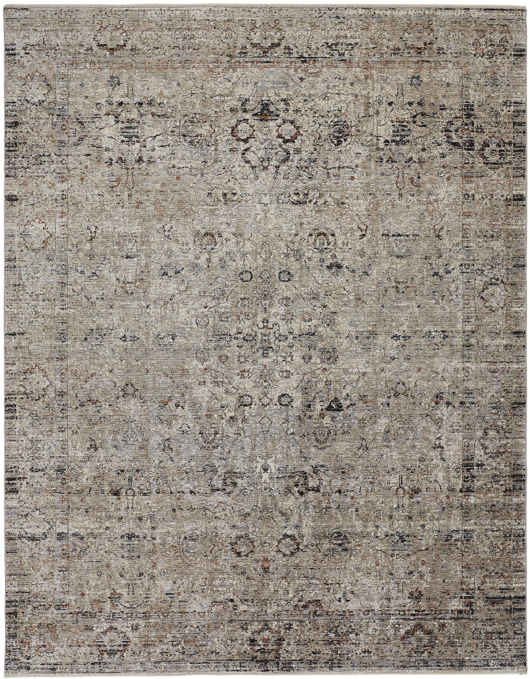 Feizy Feizy Caprio Space Dyed Ornamental Rug - Ivory Sand & Cool Gray - Available in 5 Sizes 2' x 3'-4" 9203958FSND000A25