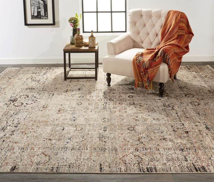 Feizy Feizy Caprio Space Dyed Ornamental Rug - Ivory Sand & Cool Gray - Available in 5 Sizes