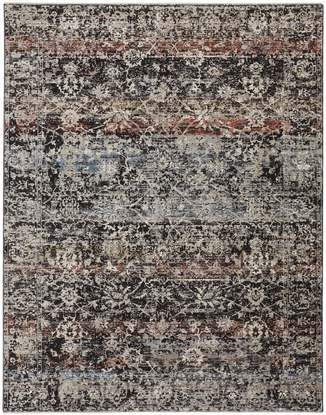 Feizy Feizy Caprio Space Dyed Ornamental Rug - Ink Blue & Rust - Available in 9 Sizes 2' x 3'-4" 9203962FBLURSTA25
