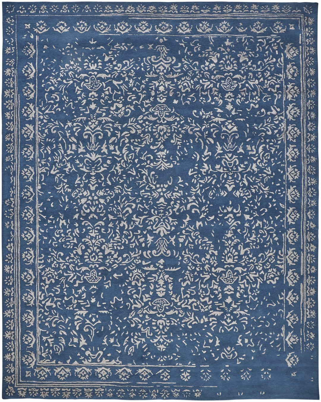 Feizy Feizy Bella High & Low Floral Wool Rug - Vallarta Blue & Silver Gray - Available in 6 Sizes 5' x 8' 9698014FBLUSLVE10