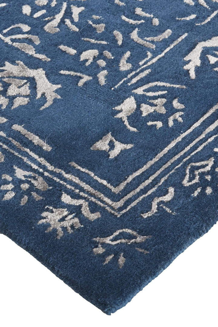 Feizy Feizy Bella High & Low Floral Wool Rug - Vallarta Blue & Silver Gray - Available in 6 Sizes