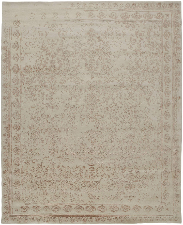 Feizy Feizy Bella High & Low Floral Wool Rug - Sand Beige & Blush PInk - Available in 6 Sizes 5' x 8' 9698014FIVYBLHE10