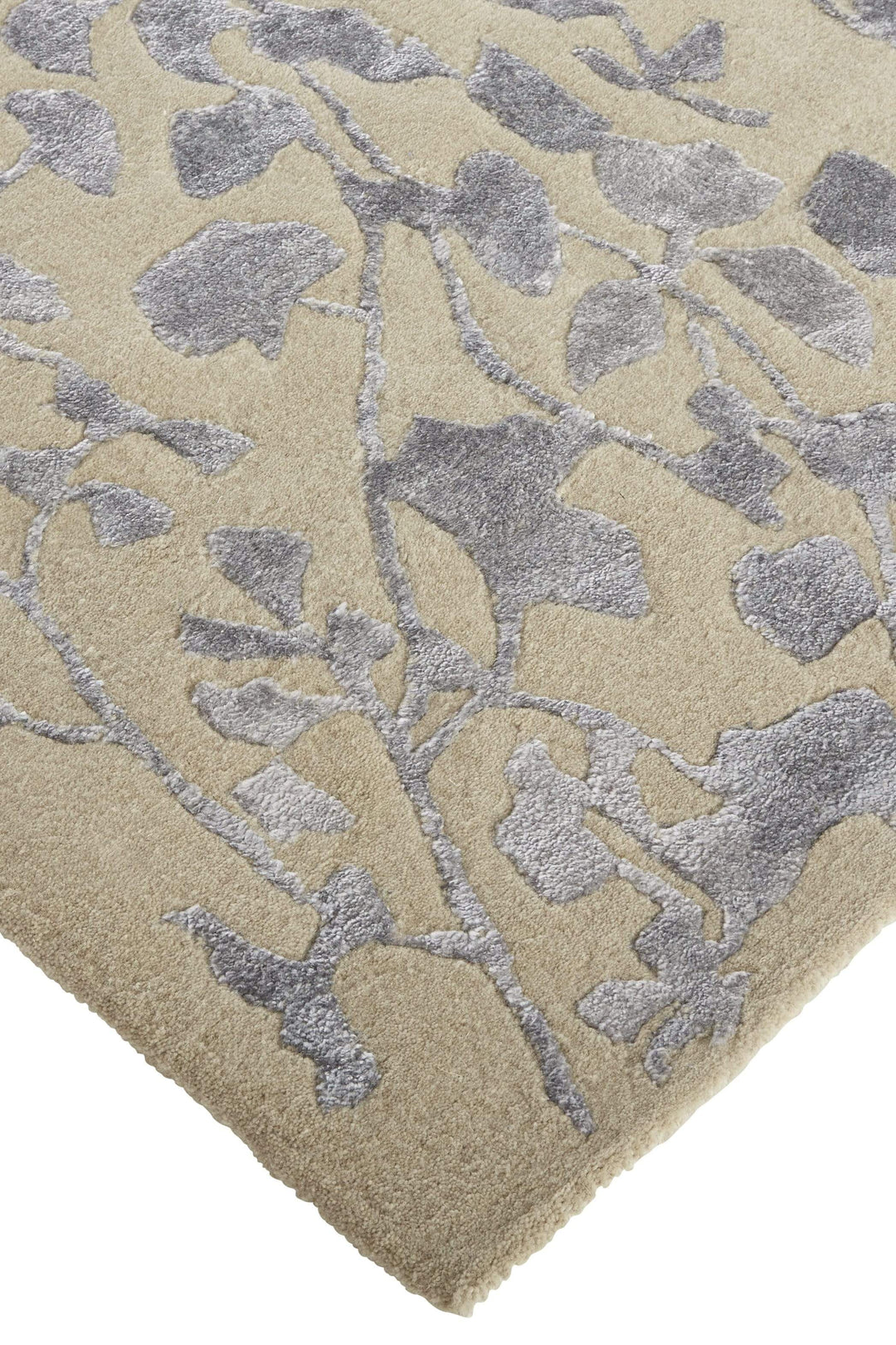 Feizy Feizy Bella High & Low Floral Wool Rug - Latte & SIlver Gray - Available in 6 Sizes