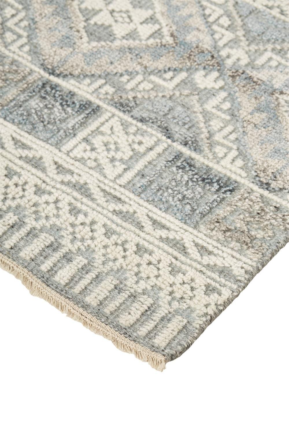 Feizy Payton Geometric Tribal Rug - Aqua Blue & Gray - Available in 9 Sizes