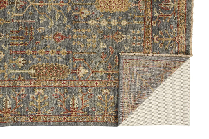 Feizy Feizy Carrington Traditional Oushak Flora & Fauna Rug - Blue & Rust - Available in 8 Sizes