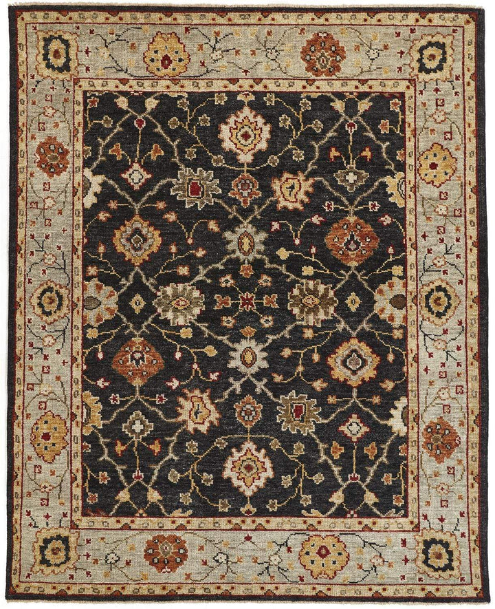 Feizy Feizy Carrington Traditional Oushak Geometric Floral Rug - Black & Gold - Available in 8 Sizes 3'-6" x 5'-6" 9826500FCHLLBLC50
