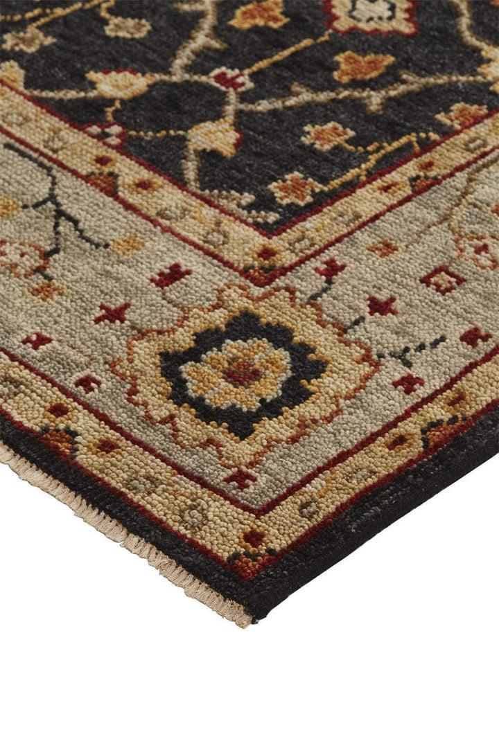 Feizy Feizy Carrington Traditional Oushak Geometric Floral Rug - Black & Gold - Available in 8 Sizes