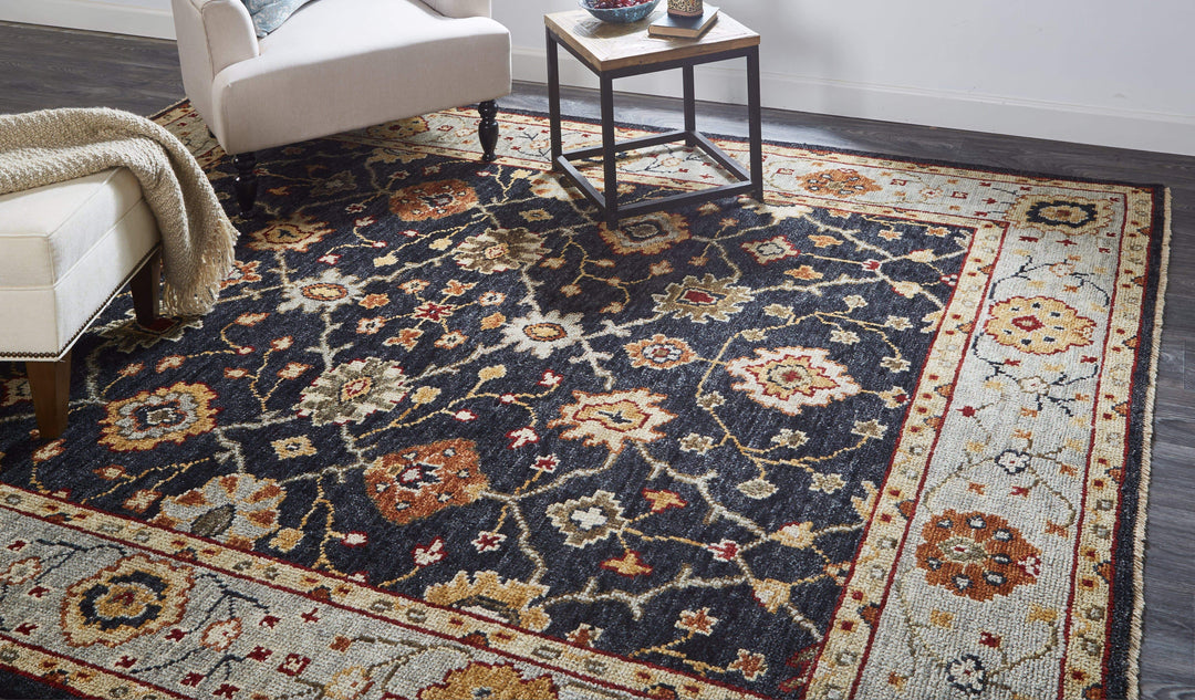 Feizy Feizy Carrington Traditional Oushak Geometric Floral Rug - Black & Gold - Available in 8 Sizes