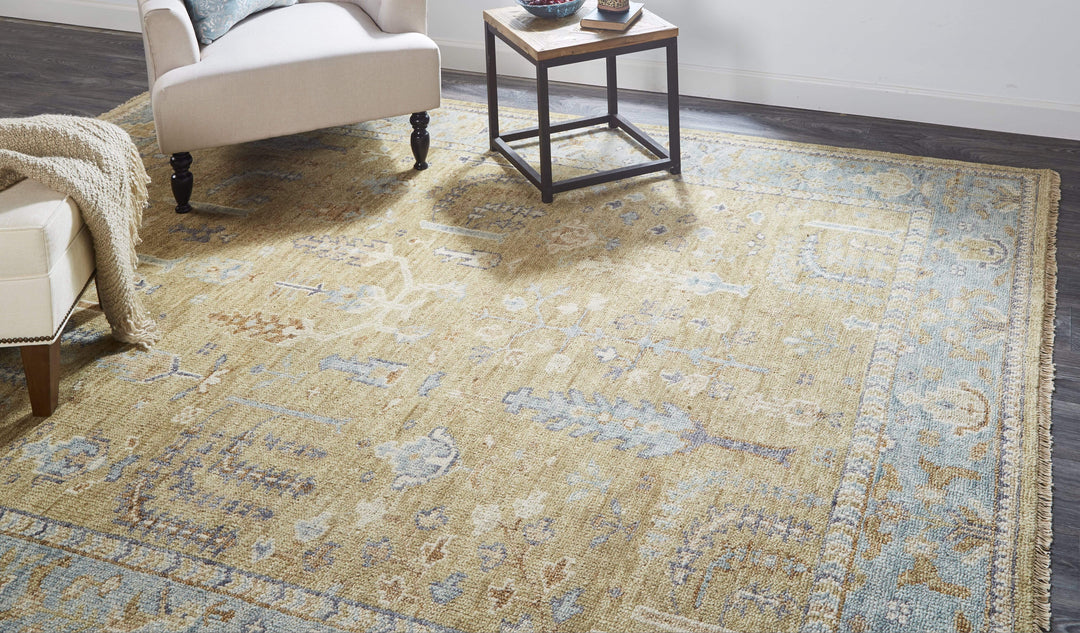 Feizy Feizy Carrington Traditional Oushak Flora & Fauna Rug - Blue & Beige - Available in 8 Sizes