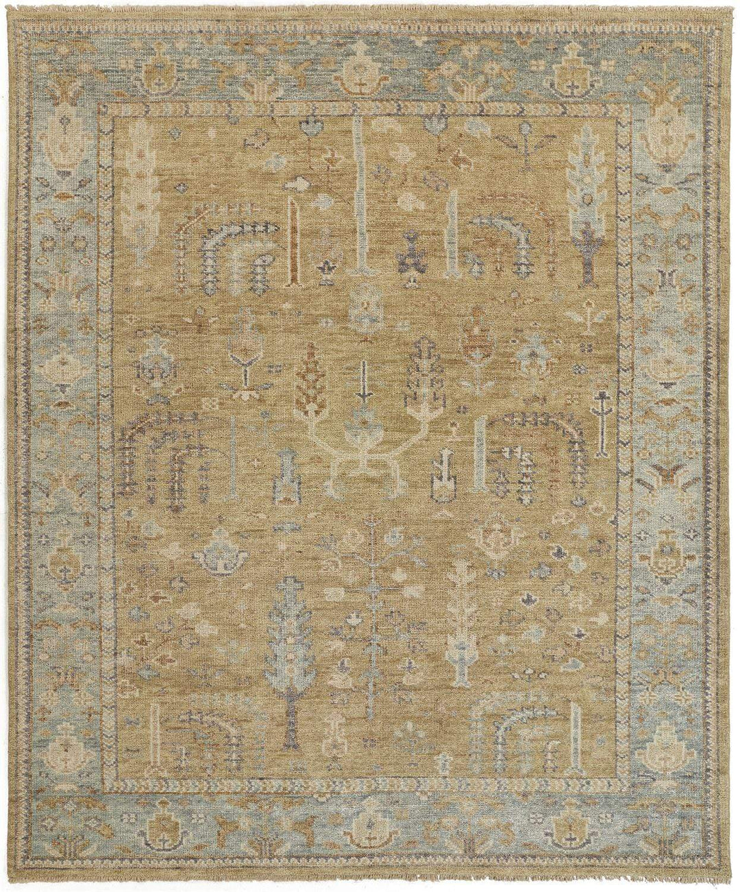 Feizy Feizy Carrington Traditional Oushak Flora & Fauna Rug - Blue & Beige - Available in 8 Sizes 3'-6" x 5'-6" 9826501FGLDLBLC50