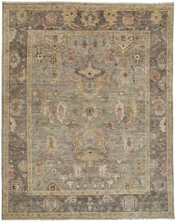 Feizy Carrington Traditional Oushak Geometric Floral Rug - Gray & Pink - Available in 8 Sizes
