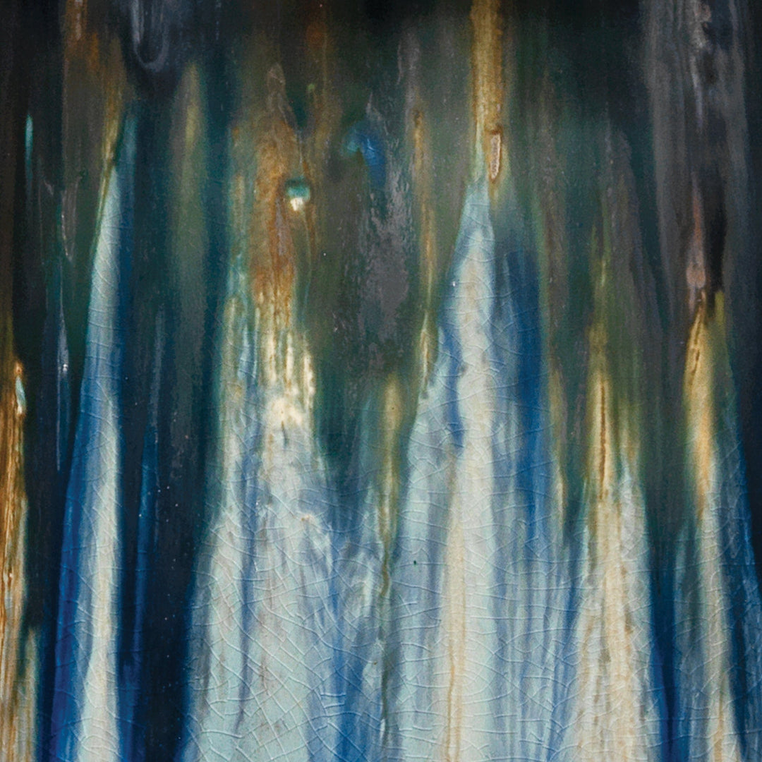 Jamie Young Jamie Young Brushstroke Table Lamp - Aqua, Dark Blue & Metallic Ombre Reactive Glaze 9BRUSHAQBL