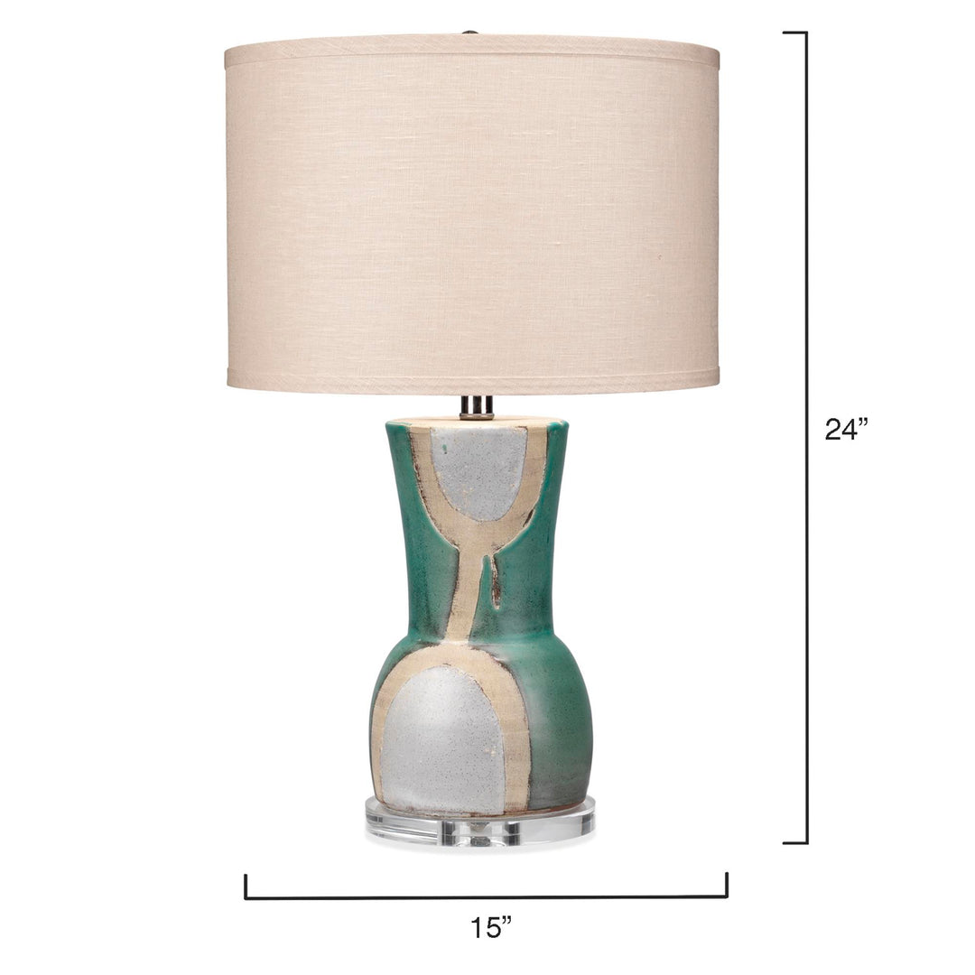 Jamie Young Estel Table Lamp - Aqua, White & Natural Linen