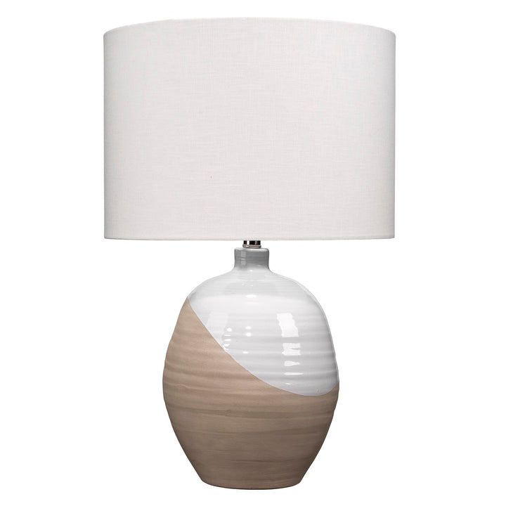 Jamie Young Hillside Table Lamp - White & Natural Ceramic Off White Linen