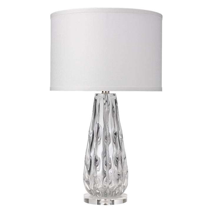 Jamie Young Laurel Table Lamp - Clear Glass White Linen