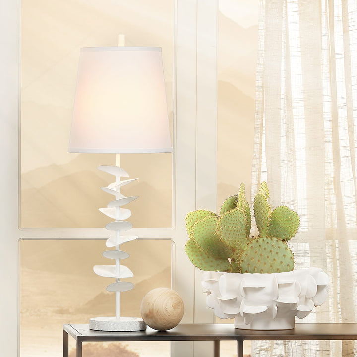 Petals Table Lamp in White Gesso
