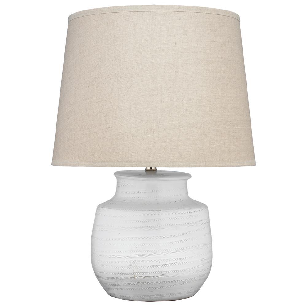 Jamie Young Jamie Young Small Trace Table Lamp in White Ceramic 9TRACESMTLWH