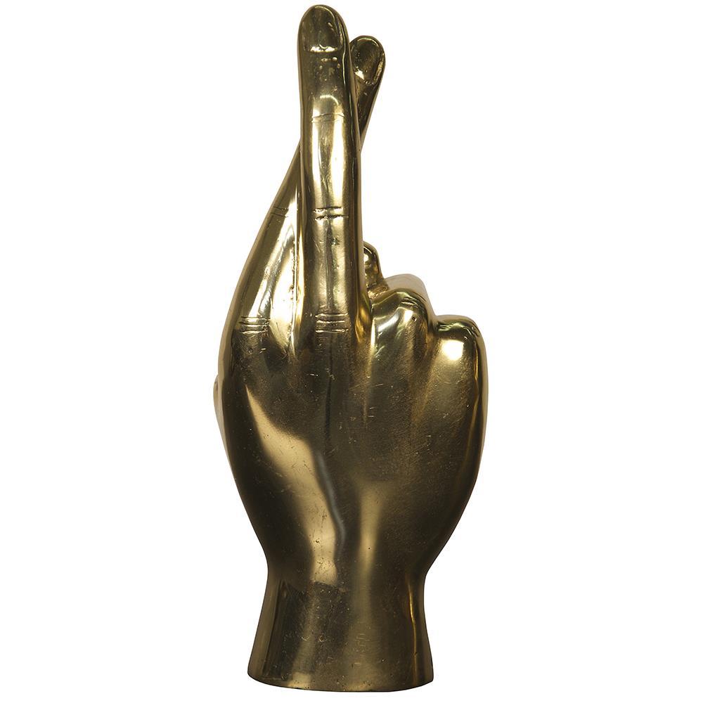 Fingers Crossed Brass Sculpture