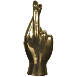 Fingers Crossed Brass Sculpture
