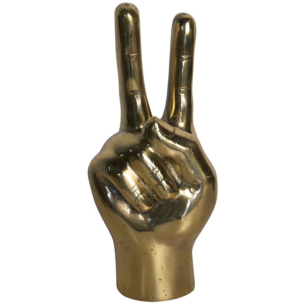 Peace Sign Brass Sculpture