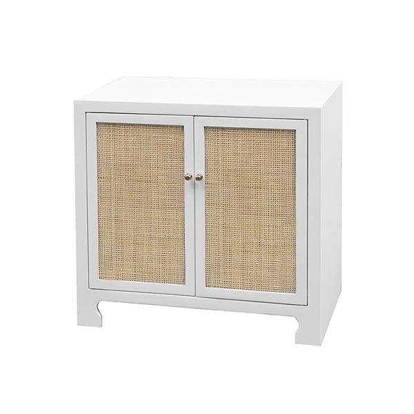 Worlds Away Worlds Away Alden Cane Cabinet with Brass Hardware - Matte White Lacquer ALDEN WH