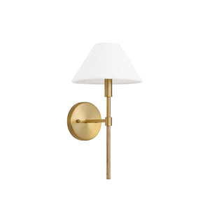 Worlds Away One Light Sconce With White Linen Coolie Shade - Available in 4 Colors