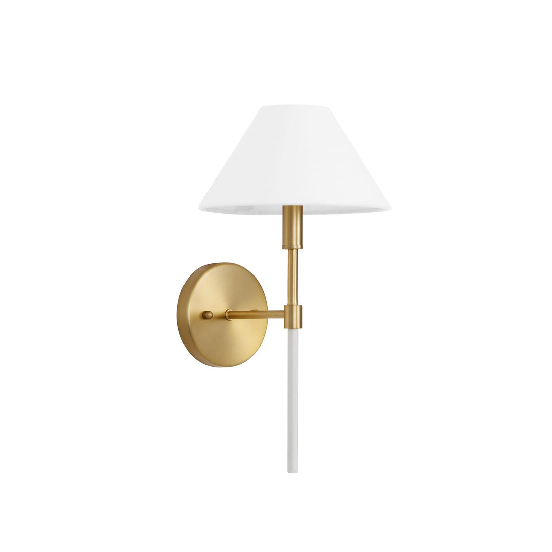 One Light Sconce With White Linen Coolie Shade - Available in 4 Colors