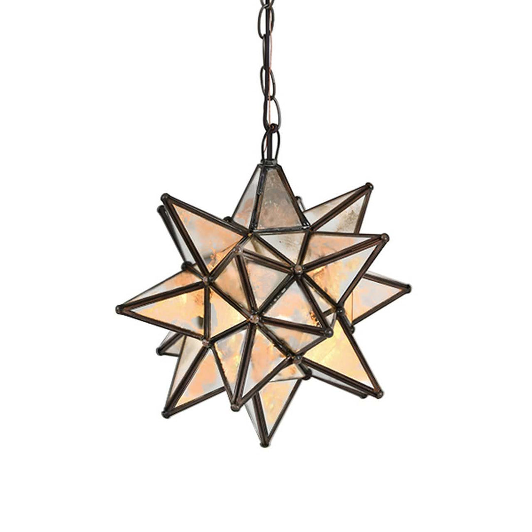 Worlds Away Worlds Away AMS110 Small Antique Mirror Star Chandelier - Antique Brass AMS110