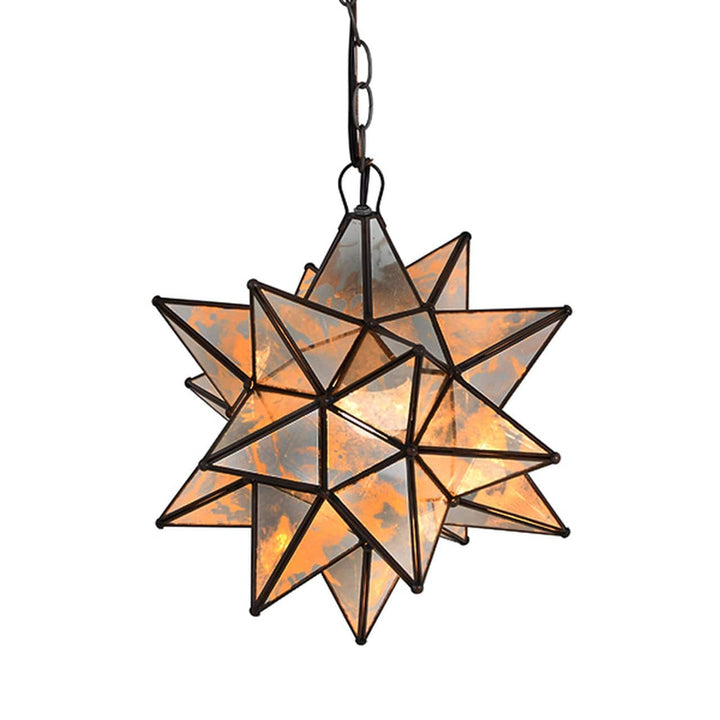 Worlds Away Worlds Away AMS111 Large Antique Mirror Star Chandelier - Antique Brass AMS111