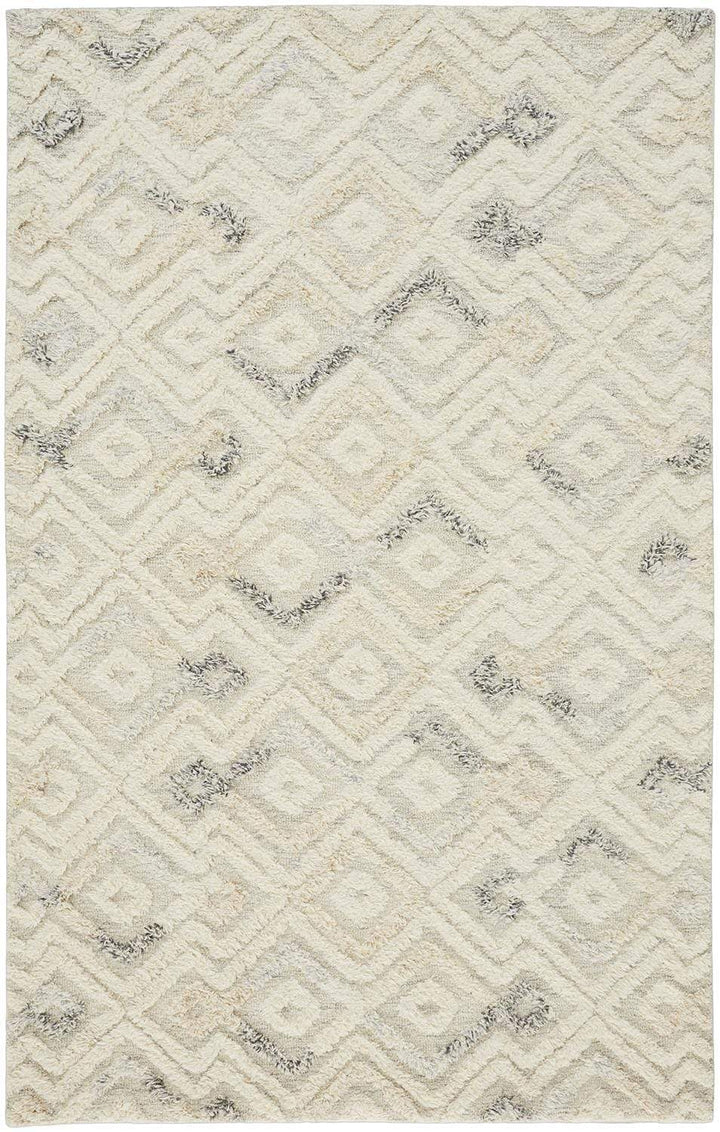 Feizy Feizy Anica Premium Wool Tufted Boho Moroccan Rug - Ivory & Beige - Available in 6 Sizes 4' x 6' ANC8004FIVYBLUC00