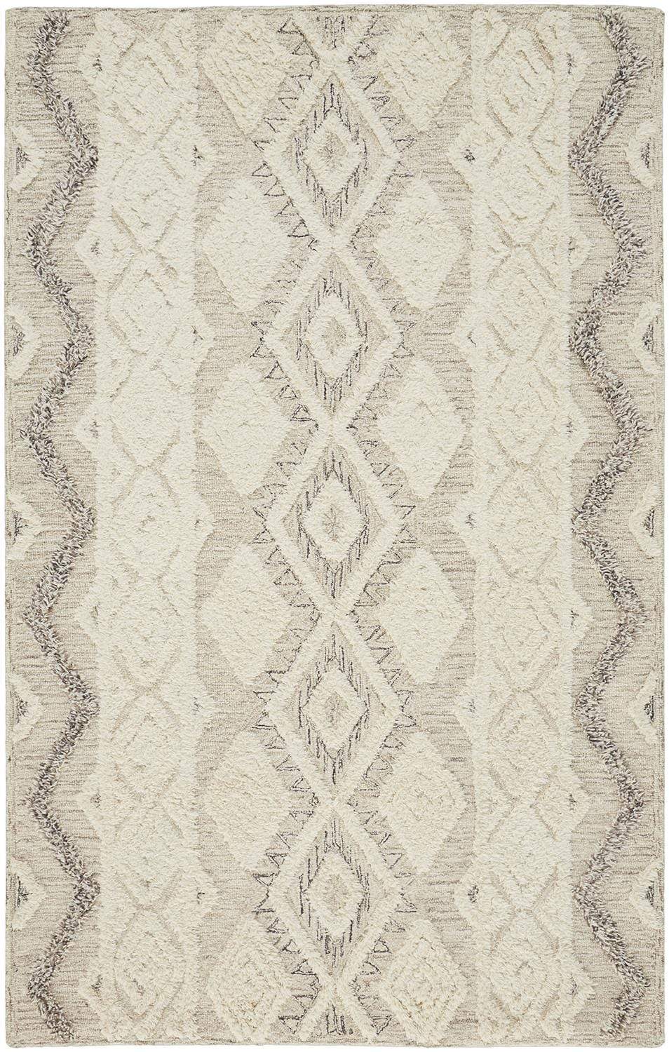 Feizy Feizy Anica Premium Wool Tufted Moroccan Style Rug - Ivory & Gray - Available in 6 Sizes 4' x 6' ANC8006FGRY000C00