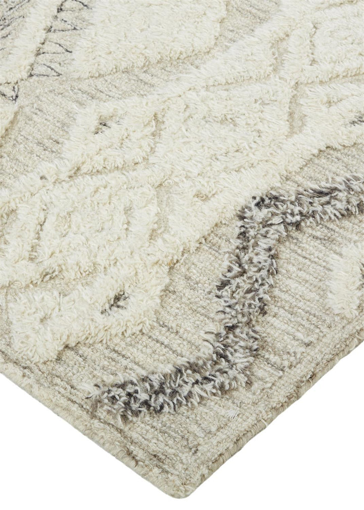 Feizy Feizy Anica Premium Wool Tufted Moroccan Style Rug - Ivory & Gray - Available in 6 Sizes