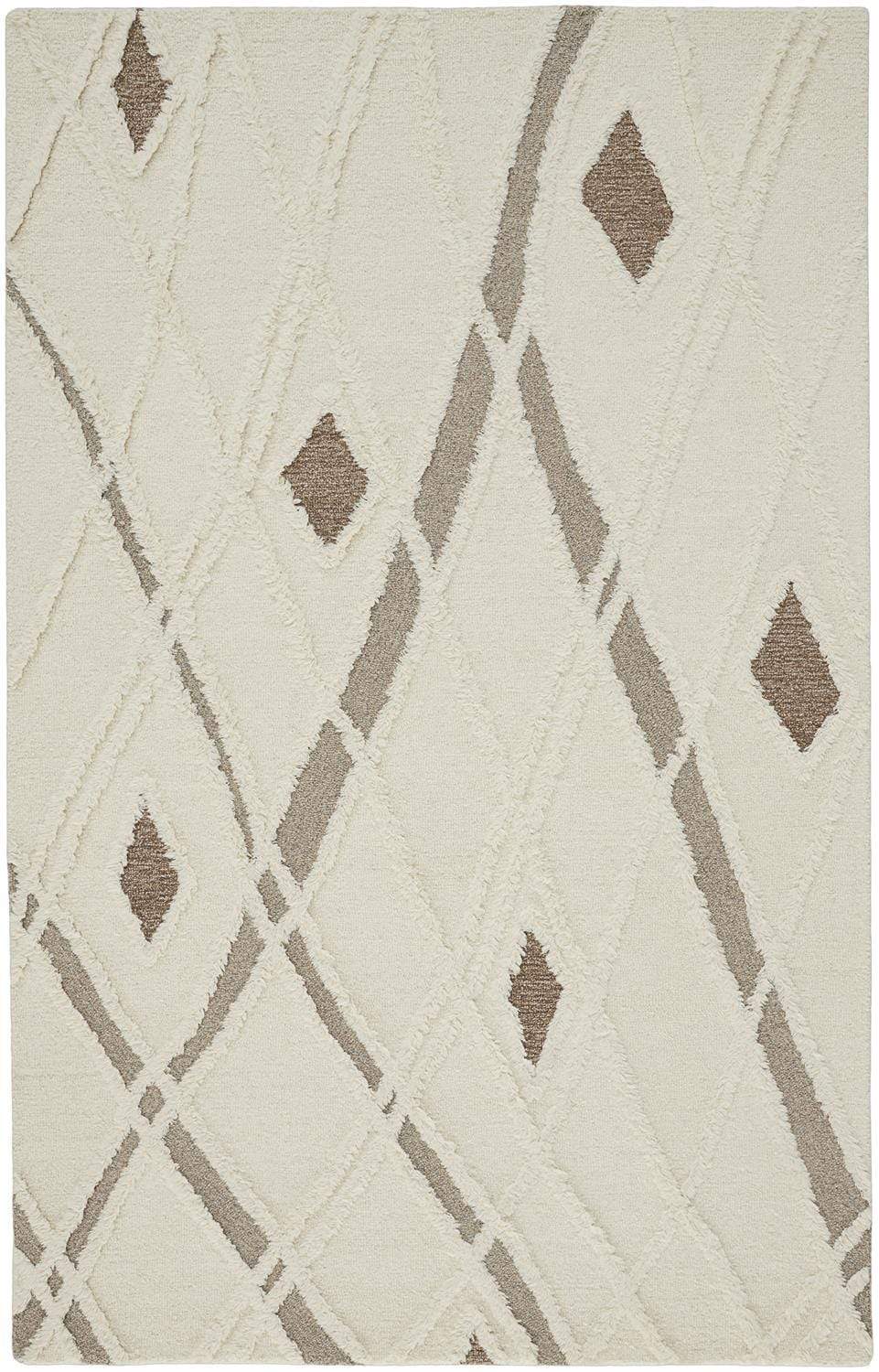 Feizy Feizy Anica Moroccan Style Wool Tufted Rug - Ivory & Chambray Brown - Available in 6 Sizes 4' x 6' ANC8008FIVYBRNC00